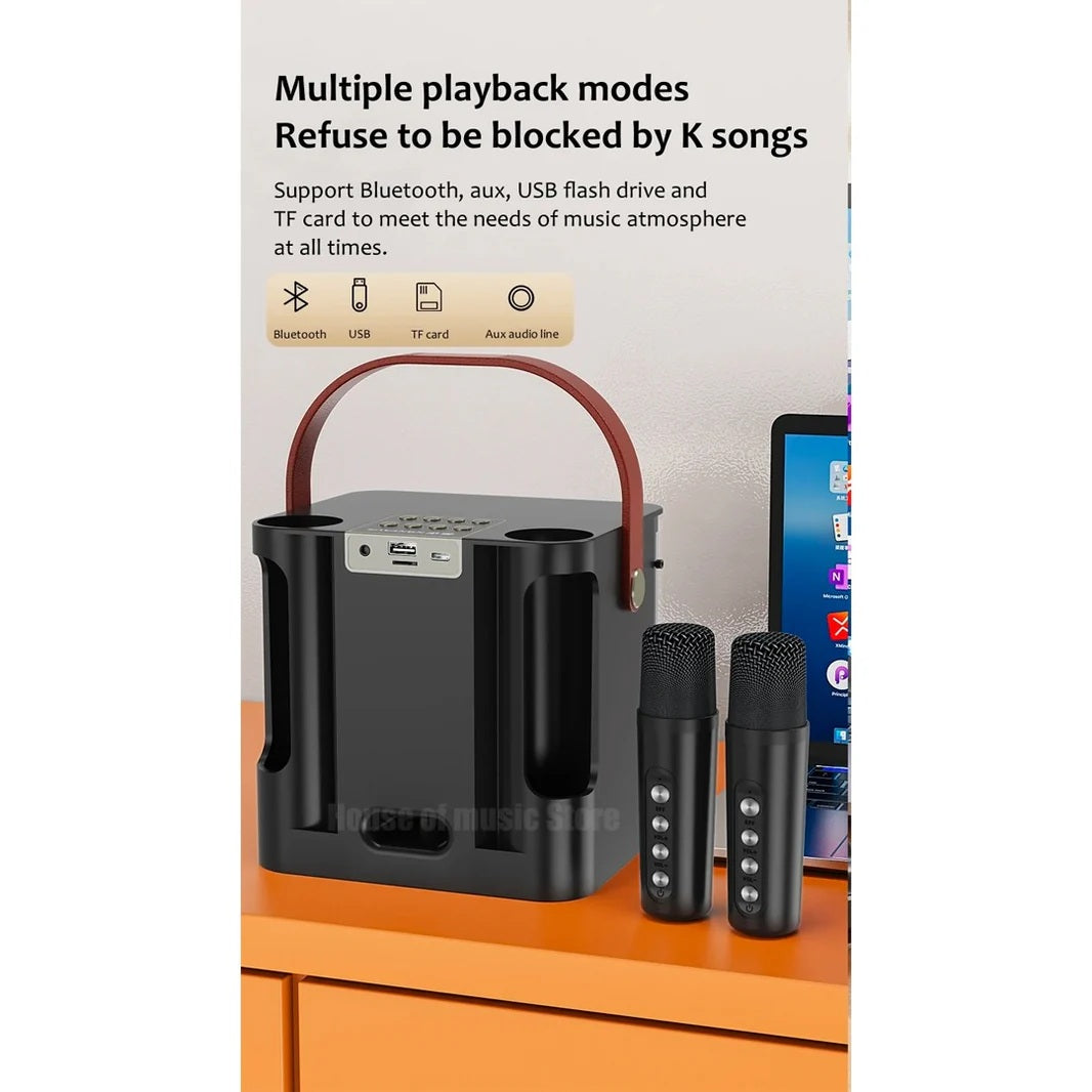 مكبر صوت كاريوكي محمول A99 مزود بميكروفونين 