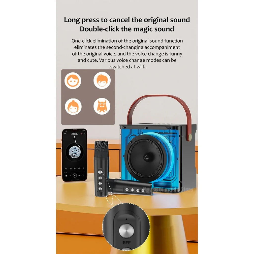 مكبر صوت كاريوكي محمول A99 مزود بميكروفونين 