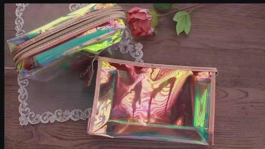 Makeup Bag for Women, Printed Cosmetic Bag for Purse Travel Toiletry Bag 2 pcs set