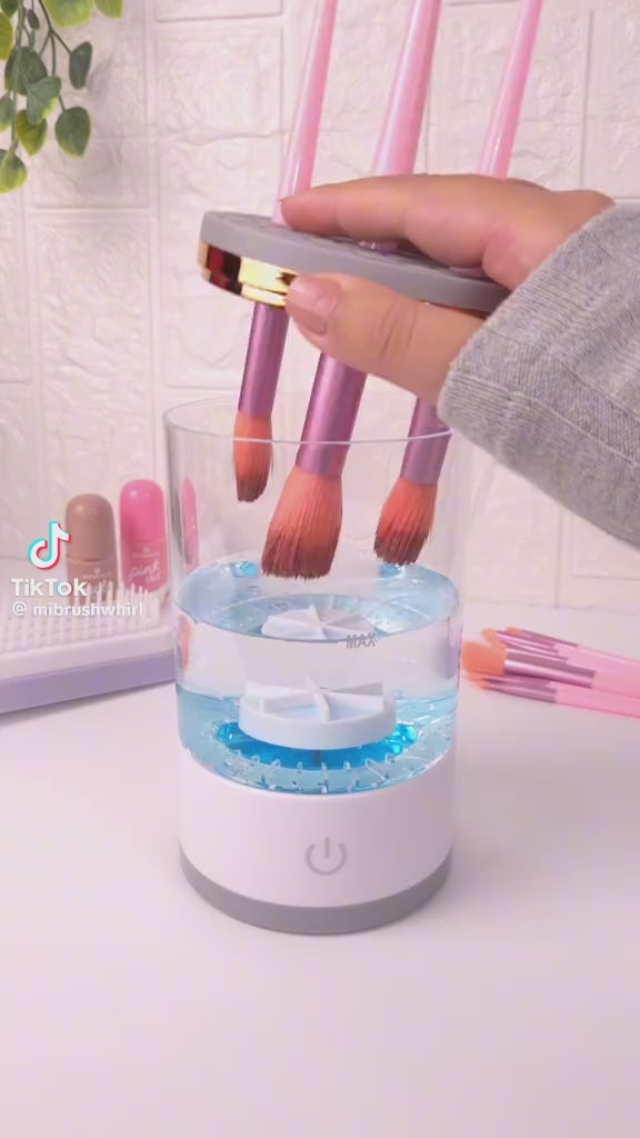 Electric Portable USB Makeup Brush Cleaner Machine with LED Light
