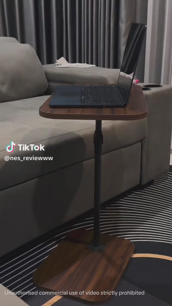 C Shaped Rotatable Side Table With Adjustable Height