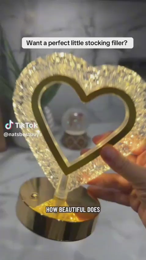 USB RECHARGEABLE CRYSTAL LED NIGHT HEART TABLE LAMP