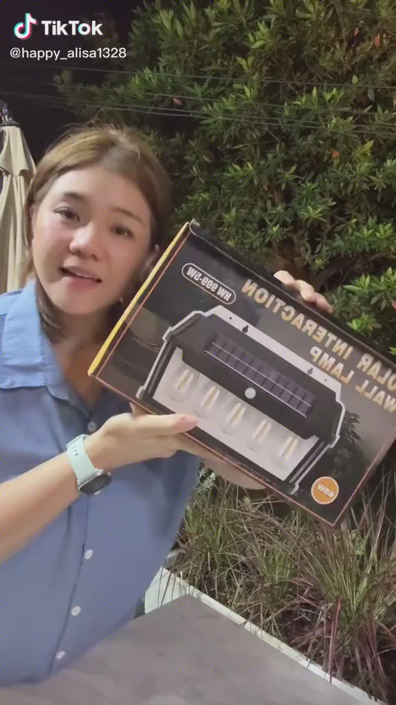 Solar wall lamp with 5 LED bulbs, IP65, 120° induction angle, 65W, dimmable