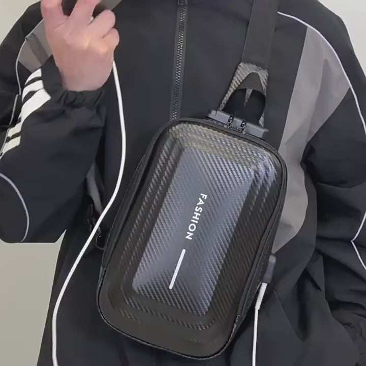 حقيبة كروس بودي عصرية للرجال مصنوعة من قشرة صلبة ومضادة للسرقة