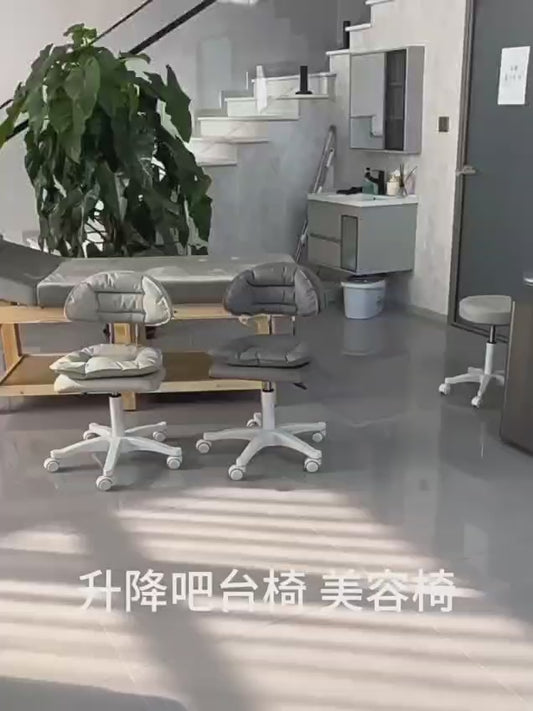 Rotating Round Chair with Wheels, PU Leather Low Back Computer Chair, Adjustable Height 360° Rolling Swivel Task Chair