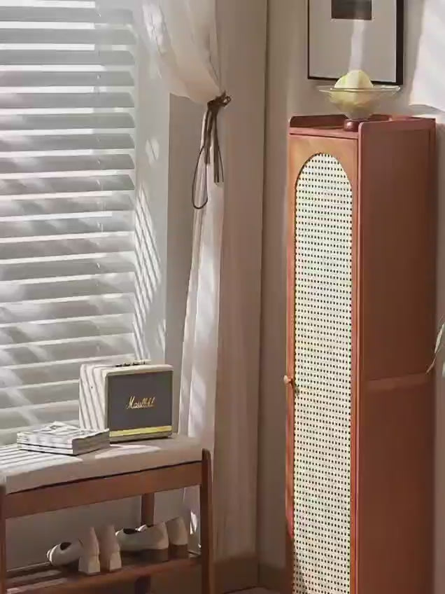 Wooden Shoe Rack with Mesh Door 9 Tiers