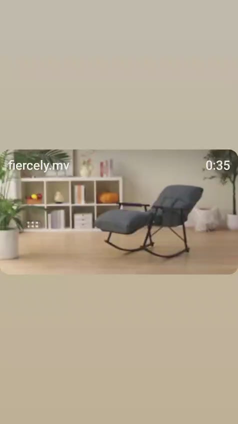 Upholstered Rocking Chair, Modern Rocking, Leisure Rocking Chair, Comfy Rocker with Safe Metal Base