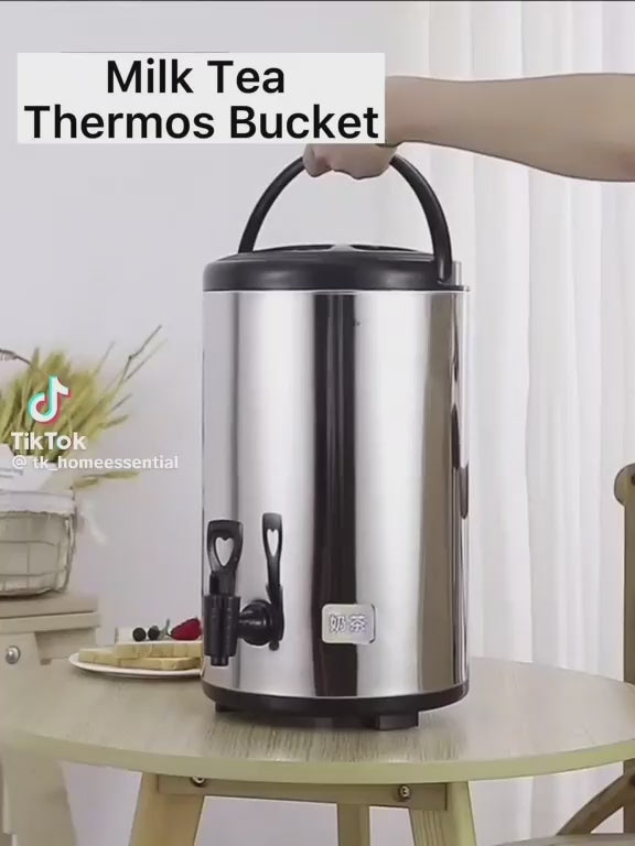 موزع مشروبات الماء الساخن من الفولاذ المقاوم للصدأ سعة 12 لترًا للقهوة والمشروبات الساخنة والباردة مع حامل مضخة