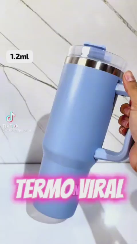 Tumbler with Straw Lid and Handle, 40oz Stainless Steel Coffee Travel Insulated Cup Mug