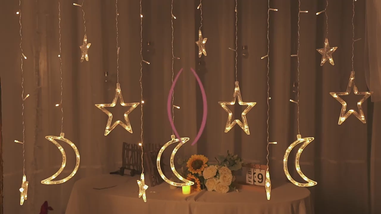 Twinkle Star Moon Fairy Lights with 2 Lighting Modes