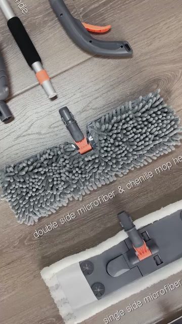 ممسحة رش من الألياف الدقيقة مع زجاجة إعادة تعبئة سعة 420 مل، ممسحة مسطحة للتنظيف الجاف والرطب للأرضيات 