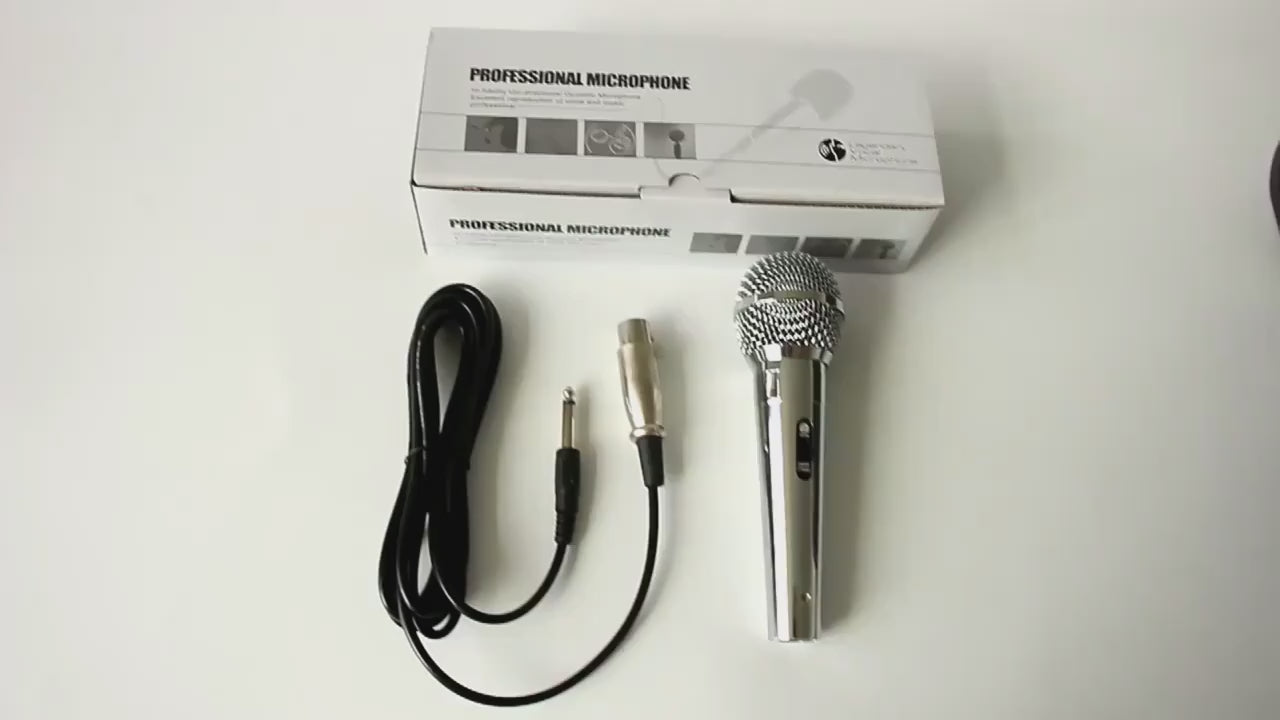 ميكروفون سلكي عالمي بملف متحرك، ميكروفون كاريوكي محمول باليد كلاسيكي فضي اللون