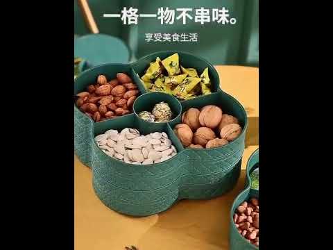Divided Serving Tray with Lid Floral Serving Dish Snack Organizer with 5 Compartments