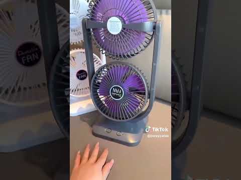 Generic Double Head Fan, USB Rechargeable Dual Head Fan 3 Speed