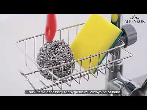 Stainless Steel Sink Caddy Organizer, Sink Faucet Stand, Tap Organizer Clip Storage Rack for Kitchen & Bathroom