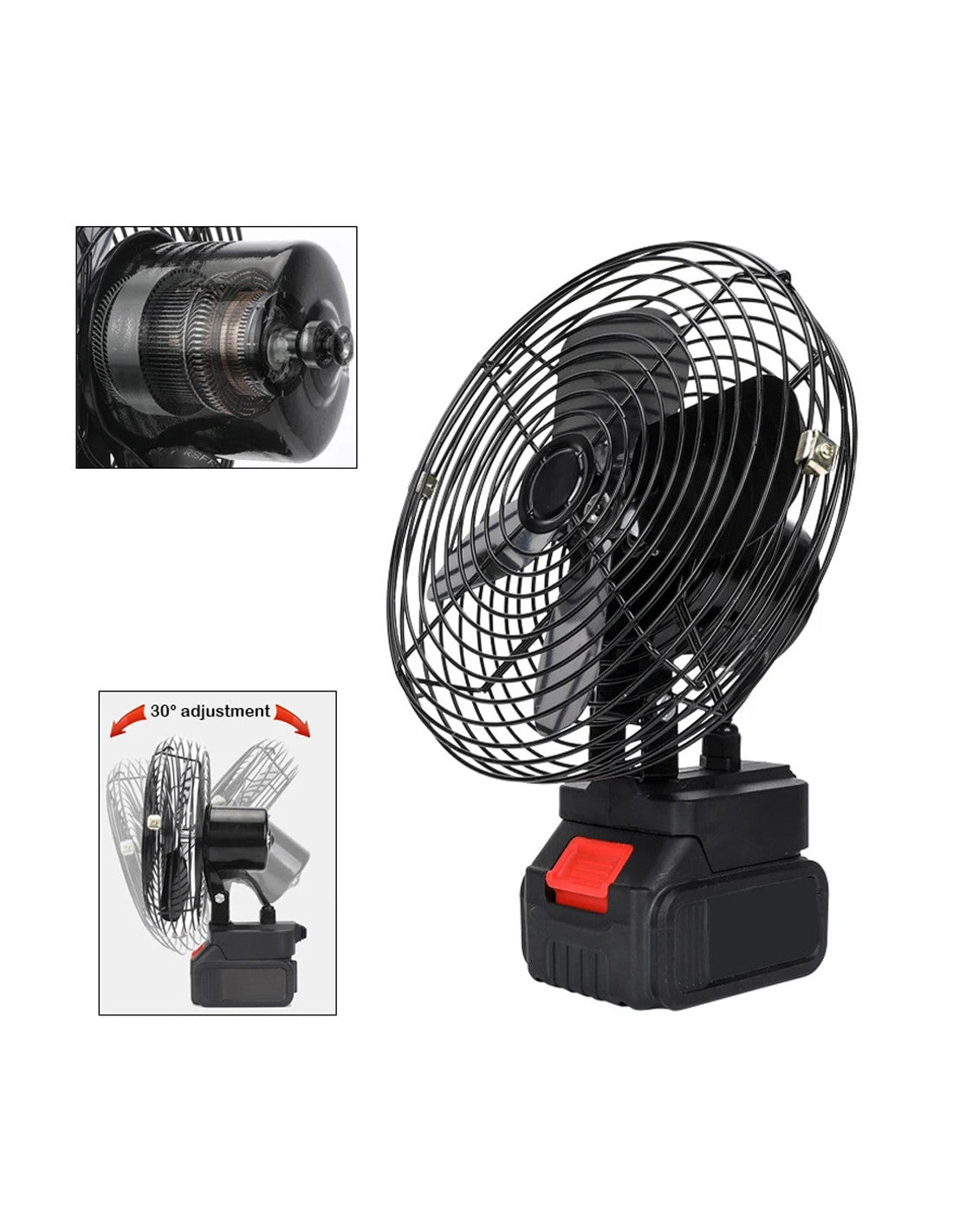 مروحة تخييم خارجية لاسلكية محمولة قابلة لإعادة الشحن، تعمل بالبطارية مقاس 8 بوصات