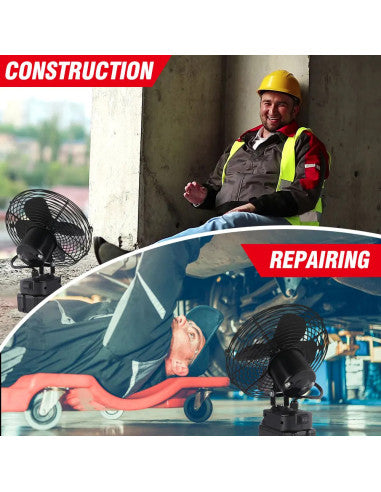 مروحة تخييم خارجية لاسلكية محمولة قابلة لإعادة الشحن، تعمل بالبطارية مقاس 8 بوصات