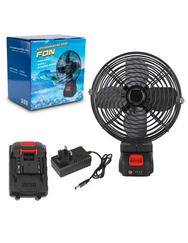 مروحة تخييم خارجية لاسلكية محمولة قابلة لإعادة الشحن، تعمل بالبطارية مقاس 8 بوصات