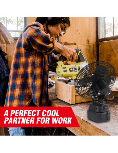 مروحة تخييم خارجية لاسلكية محمولة قابلة لإعادة الشحن، تعمل بالبطارية مقاس 8 بوصات