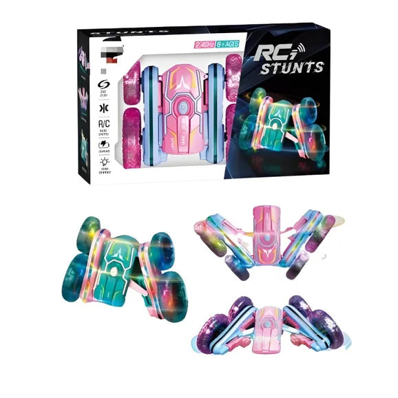 سيارة حركات بهلوانية دوارة 360 درجة مزودة بإضاءة LED للأطفال