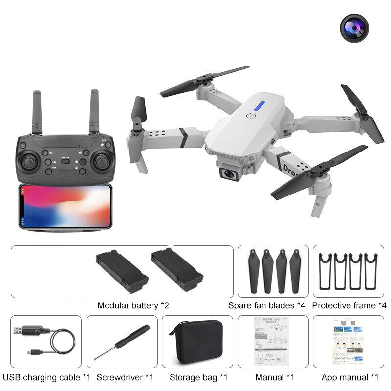 طائرة بدون طيار صغيرة E88 عالية الدقة مزودة ببطاريتين