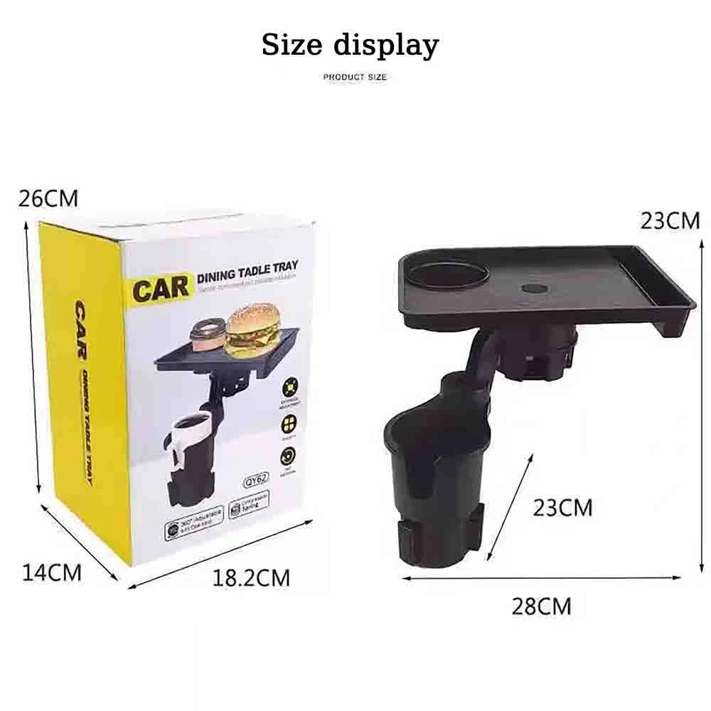 Car Cup Drink Holder Expander With 360°Rotation Large Stand Food Tray Table