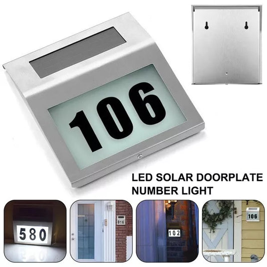Solar house number led address plate
