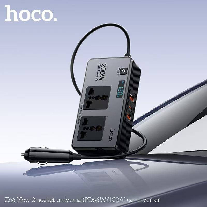 HOCO Z66 66W Car AC Inverter & Fast Charger with PD and QC3.0