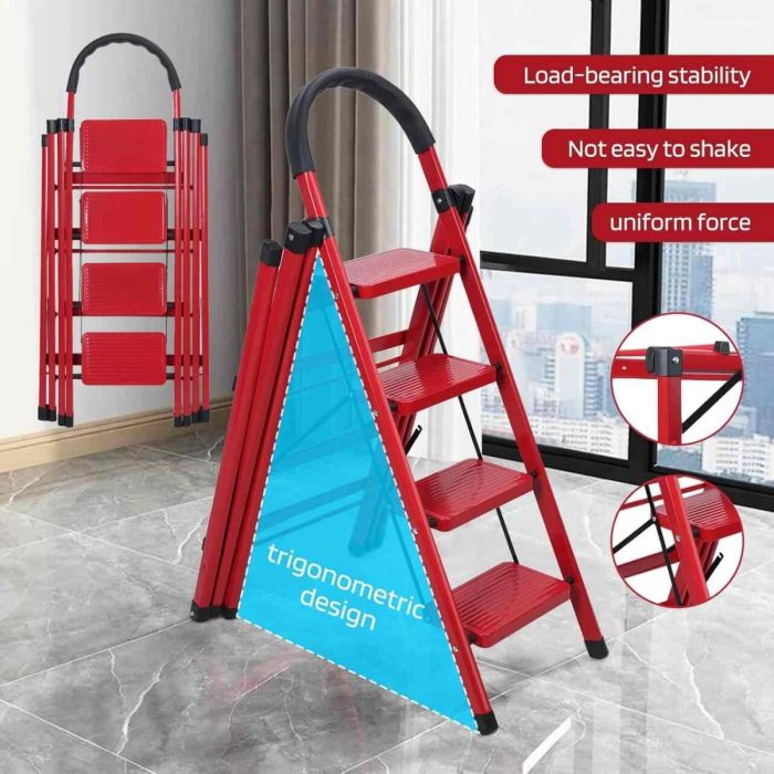 سلم مع رف تجفيف ملابس قابل للطي قائم بذاته مع قضيب مزدوج وصينية أدوات