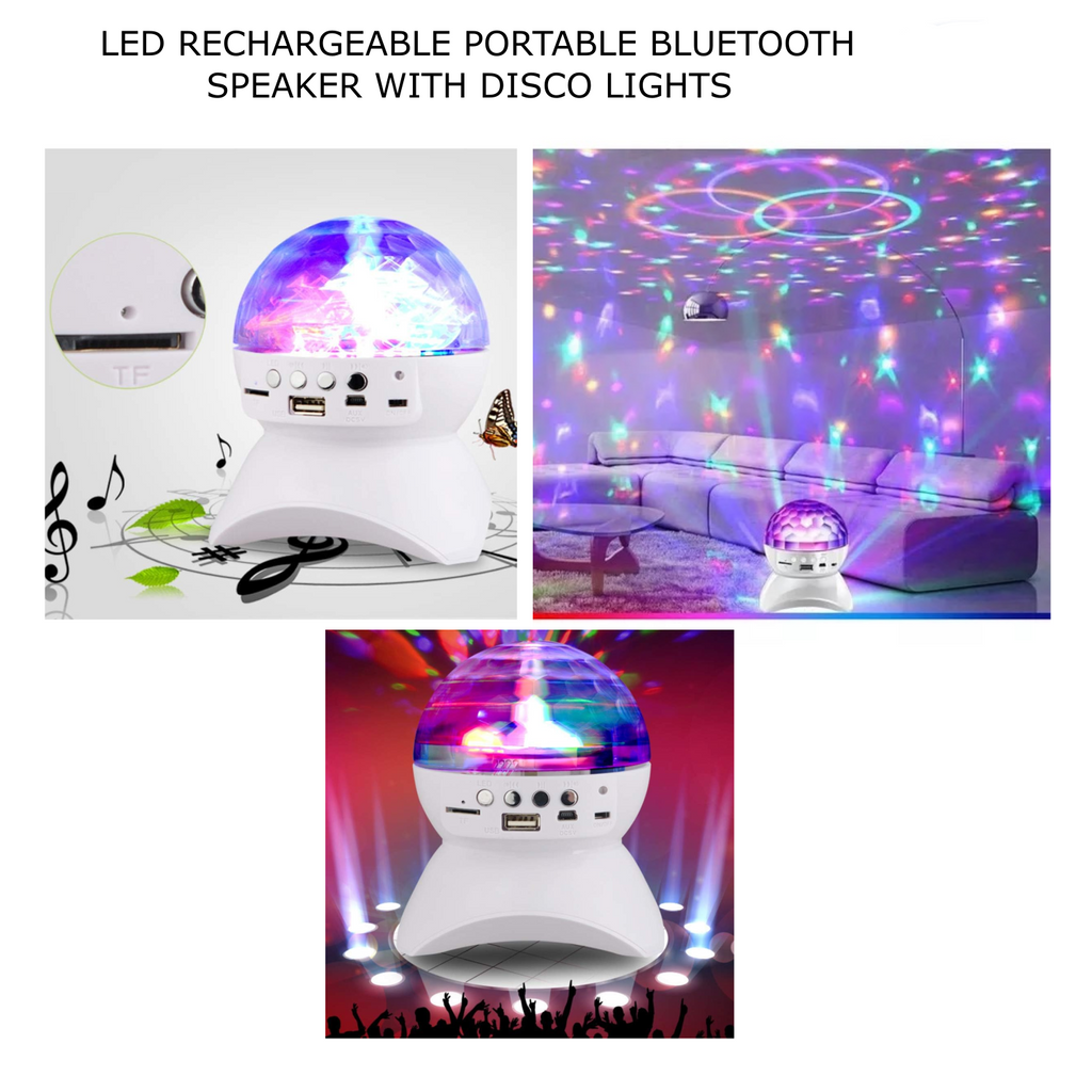 مكبر صوت بلوتوث LED قابل لإعادة الشحن مع أضواء للحفلات